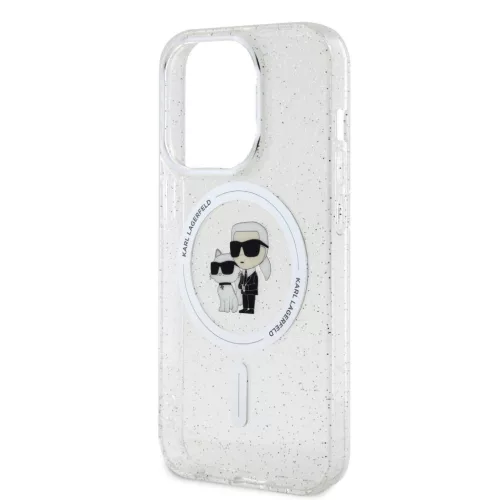 Karl Lagerfeld IML Glitter Karl and Choupette MagSafe iPhone 15 Pro tok – átlátszó