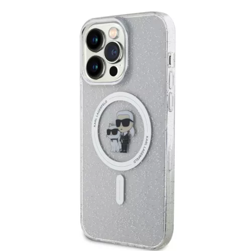 Karl Lagerfeld IML Glitter Karl and Choupette MagSafe iPhone 15 Pro Max tok – átlátszó