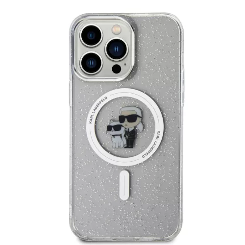 Karl Lagerfeld IML Glitter Karl and Choupette MagSafe iPhone 15 Pro Max tok – átlátszó