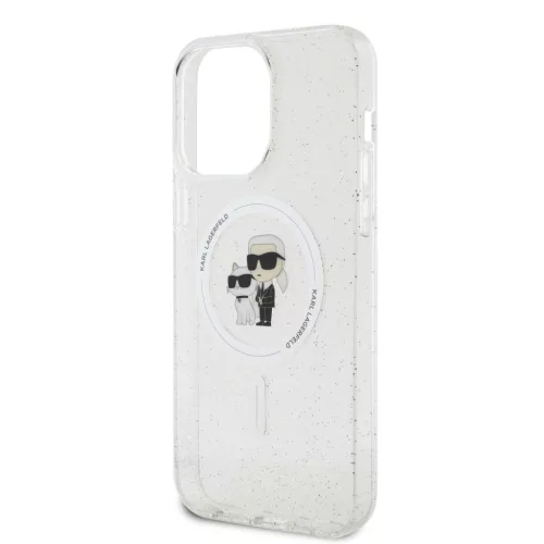Karl Lagerfeld IML Glitter Karl and Choupette MagSafe iPhone 15 Pro Max tok – átlátszó