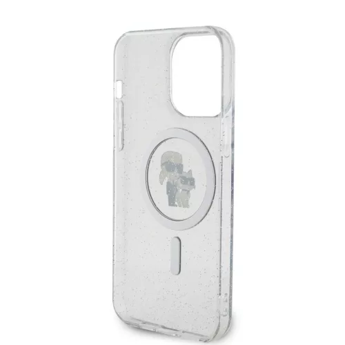 Karl Lagerfeld IML Glitter Karl and Choupette MagSafe iPhone 15 Pro Max tok – átlátszó
