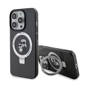   Karl Lagerfeld Ringstand Karl and Choupette MagSafe tok, iPhone 16 Pro Max - fekete