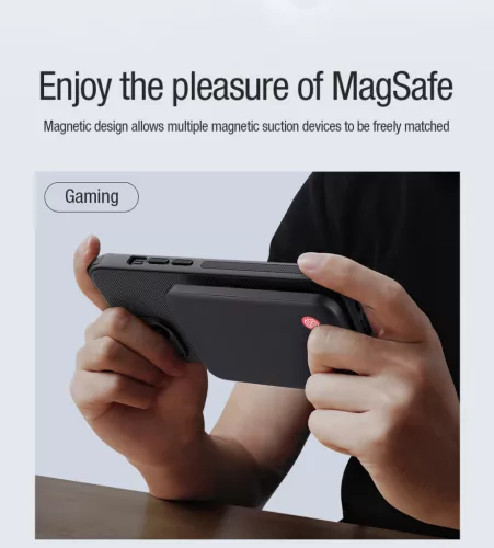 Nillkin Super Frosted PRO Magnetic tok Apple iPhone 15 készülékhez – Fekete
