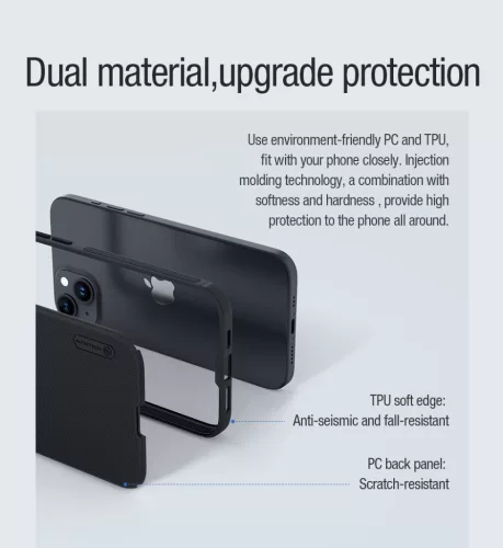 Nillkin Super Frosted PRO Magnetic tok Apple iPhone 15 készülékhez – Fekete