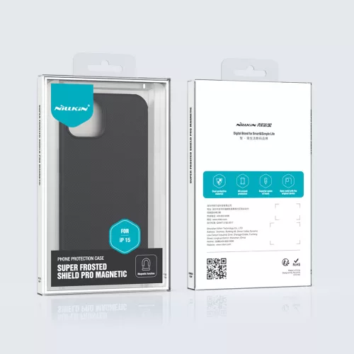 Nillkin Super Frosted PRO Magnetic tok Apple iPhone 15 készülékhez – Fekete