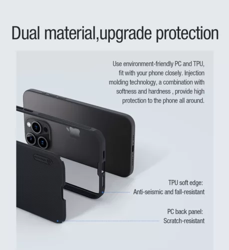 Nillkin Super Frosted PRO Magnetic tok Apple iPhone 15 Pro készülékhez – Fekete