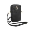 Guess PU Grained 4G Metal Logo Wallet Phone Bag Zipper Black - fekete