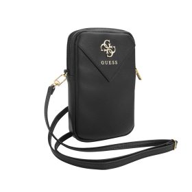   Guess PU Grained 4G Metal Logo Wallet Phone Bag Zipper Black - fekete