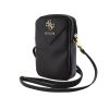 Guess PU Grained 4G Metal Logo Wallet Phone Bag Zipper Black - fekete