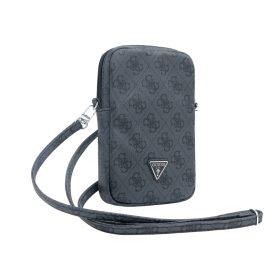  Guess PU 4G Triangle Logo Wallet Phone Bag Zipper Black - fekete