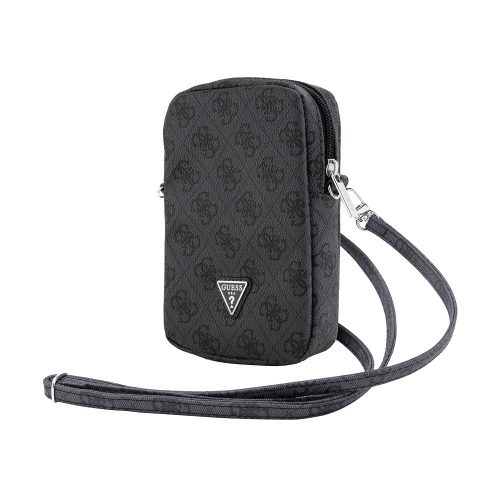 Guess PU 4G Triangle Logo Wallet Phone Bag Zipper Black - fekete
