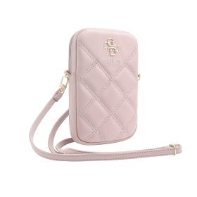   Guess PU Quilted 4G Metal Logo Wallet Phone Bag Zipper Pink - rózsaszín