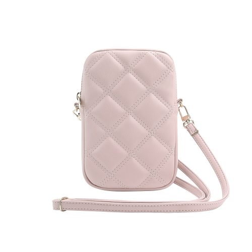 Guess PU Quilted 4G Metal Logo Wallet Phone Bag Zipper Pink - rózsaszín