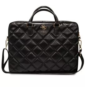   Guess PU Quilted 4G Metal Logo Computer Bag 15/16" Black - fekete