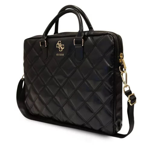 Guess PU Quilted 4G Metal Logo Computer Bag 15/16" Black - fekete
