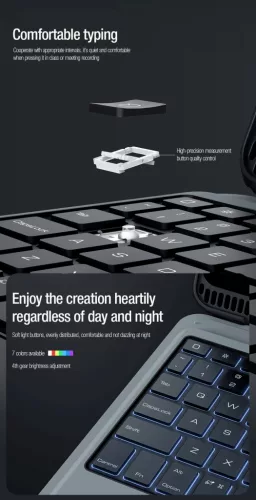 Nillkin Bumper Combo Keyboard (Backlit Version) tok – Apple iPad Air 4/5/10.9 2020/11 2024/2025/Pro 11 (2020/2021/2022) – fekete