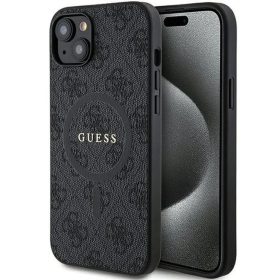   Guess PU Leather 4G Colored Ring MagSafe tok, iPhone 16 Pro - fekete
