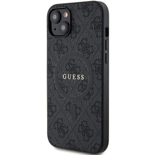 Guess PU Leather 4G Colored Ring MagSafe tok, iPhone 16 Pro - fekete