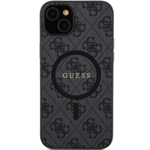 Guess PU Leather 4G Colored Ring MagSafe tok, iPhone 16 Pro - fekete