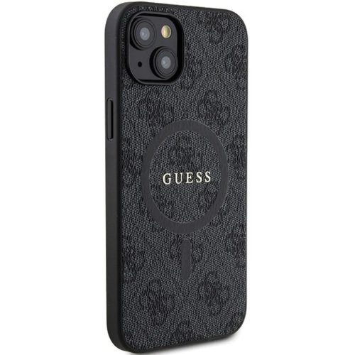 Guess PU Leather 4G Colored Ring MagSafe tok, iPhone 16 Pro - fekete