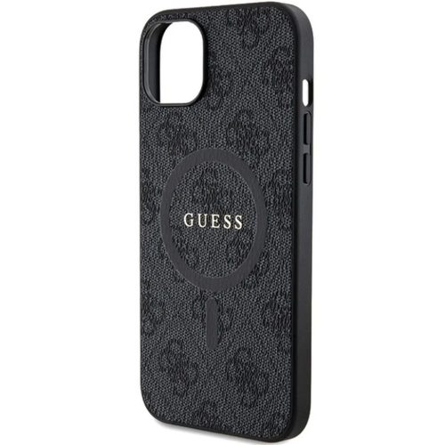 Guess PU Leather 4G Colored Ring MagSafe tok, iPhone 16 Pro - fekete