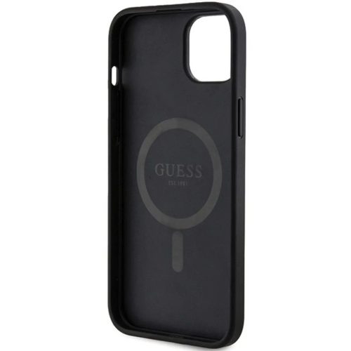 Guess PU Leather 4G Colored Ring MagSafe tok, iPhone 16 Pro - fekete