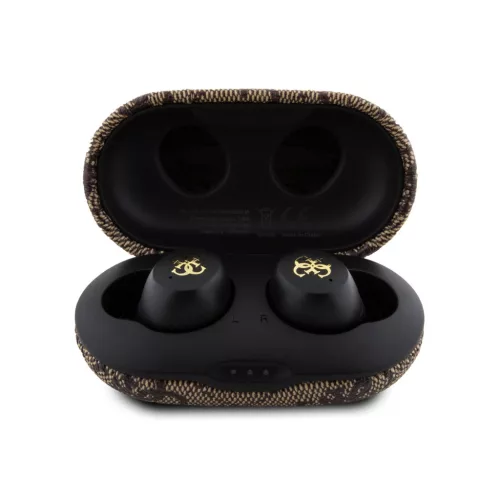 Guess PU 4G Metal Logo TWS Wireless Earphones Brown - barna