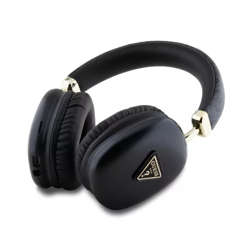 Guess PU Leather 4G Triangle Logo Wireless Headphone Black - fekete