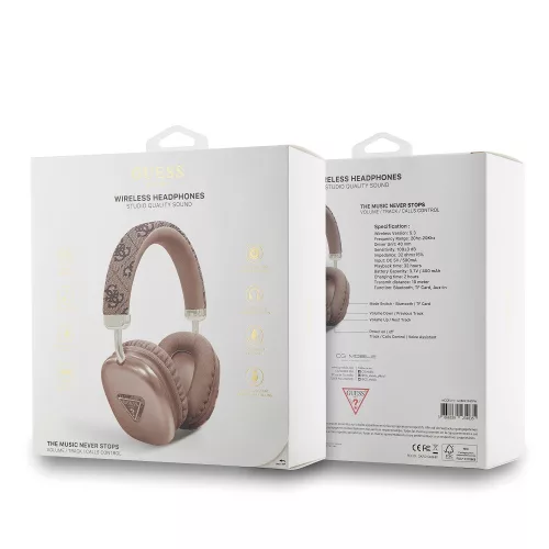 Guess PU Leather 4G Triangle Logo Wireless Headphone Brown - barna
