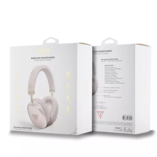 Guess PU Leather 4G Triangle Logo Wireless Headphone Pink - rózsaszín