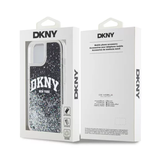 DKNY Liquid Glitter Arch Logo tok, iPhone 11 - fekete