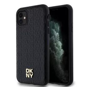   DKNY PU Leather Repeat Pattern Stack Logo Magsafe tok, iPhone 11 - fekete