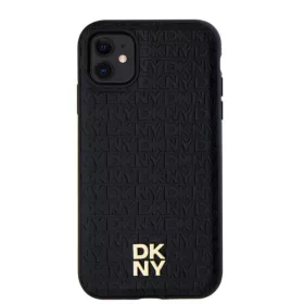   DKNY PU Leather Repeat Pattern Stack Logo Magsafe tok, iPhone 11 - fekete