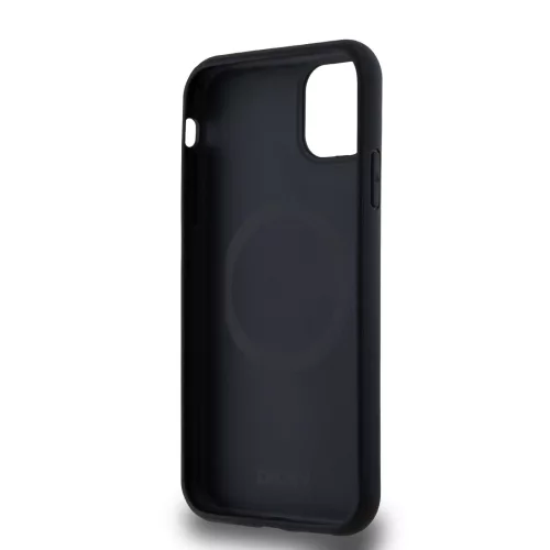 DKNY PU Leather Repeat Pattern Stack Logo Magsafe tok, iPhone 11 - fekete