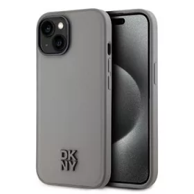 DKNY PU Leather Stack Logo Magsafe tok, iPhone 15 - szürke