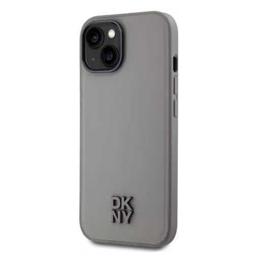 DKNY PU Leather Stack Logo Magsafe tok, iPhone 15 - szürke