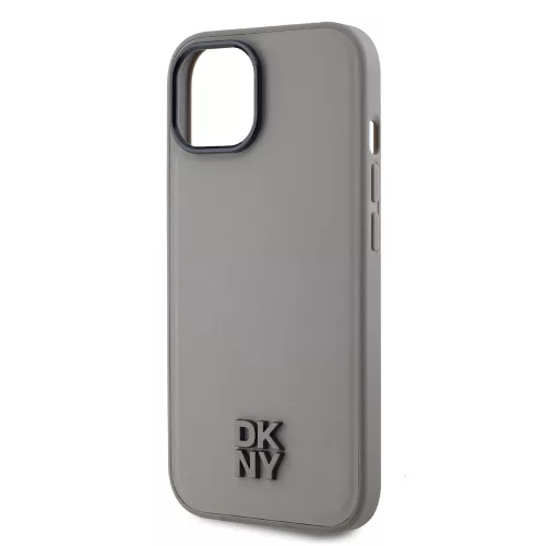 DKNY PU Leather Stack Logo Magsafe tok, iPhone 15 - szürke