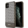 DKNY PU Leather Repeat Pattern Bottom Stripe MagSafe tok, iPhone 11 - barna
