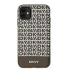DKNY PU Leather Repeat Pattern Bottom Stripe MagSafe tok, iPhone 11 - barna