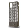 DKNY PU Leather Repeat Pattern Bottom Stripe MagSafe tok, iPhone 11 - barna