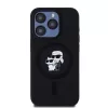 Karl Lagerfeld Liquid Silicone Karl and Choupette Magsafe tok, iPhone 15 Pro - fekete