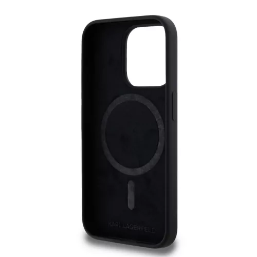 Karl Lagerfeld Liquid Silicone Karl and Choupette Magsafe tok, iPhone 15 Pro - fekete