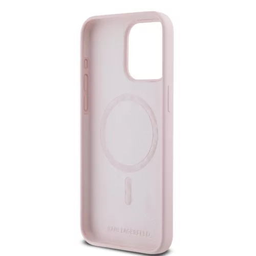 Karl Lagerfeld Liquid Silicone Karl and Choupette Magsafe tok, iPhone 15 Pro - rózsaszín