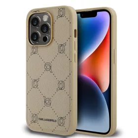   Karl Lagerfeld PU Karl Heads Pattern Magsafe tok, iPhone 15 Pro Max Beige