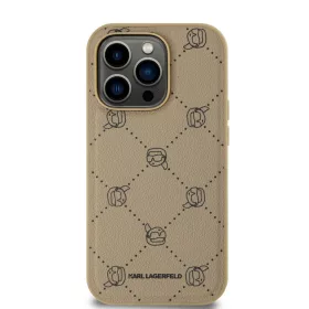   Karl Lagerfeld PU Karl Heads Pattern Magsafe tok, iPhone 15 Pro Max Beige