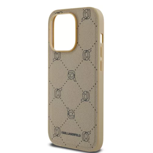 Karl Lagerfeld PU Karl Heads Pattern Magsafe tok, iPhone 15 Pro Beige