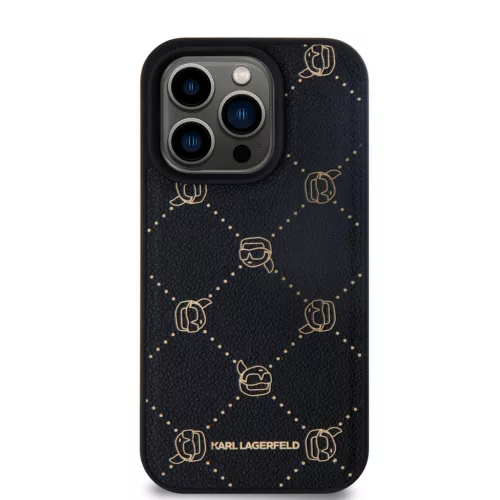 Karl Lagerfeld PU Karl Heads Pattern Magsafe tok, iPhone 15 Pro Max - fekete