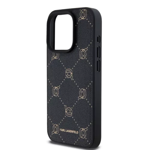 Karl Lagerfeld PU Karl Heads Pattern Magsafe tok, iPhone 15 Pro Max - fekete