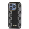 DKNY PU Leather Checkered Pattern Magsafe tok, iPhone 15 Pro - fekete