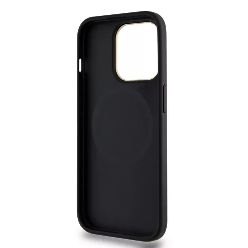DKNY PU Leather Checkered Pattern Magsafe tok, iPhone 15 Pro Max - fekete